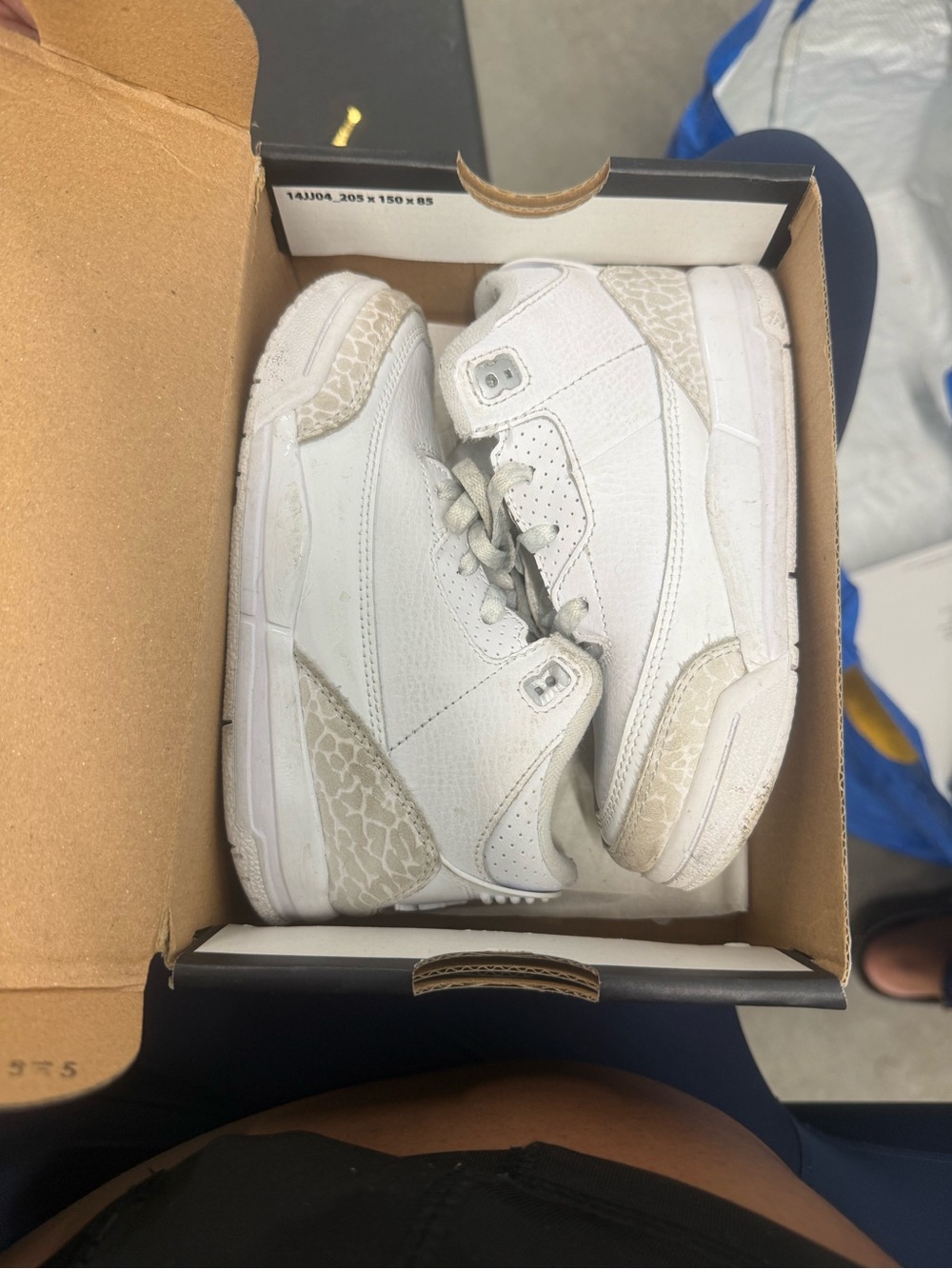 Jordan Kids White Sneakers with Light Beige Accent Panels